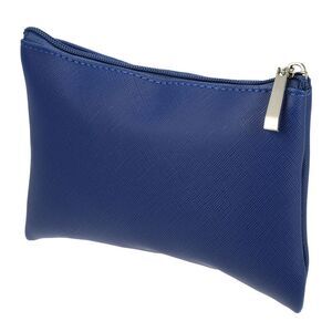Portable Travel PU Leather Makeup Bag Dark Blue L Size